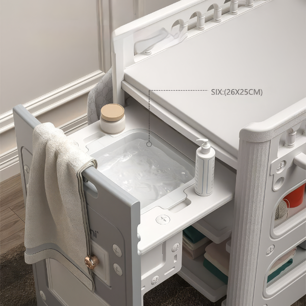 BABY CARE DRESSER - 2-IN-1 CHANGING TABLE WITH STORAGE SYSTEM