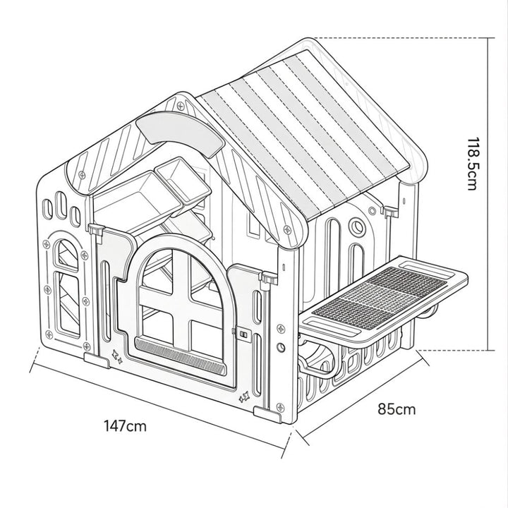 KIDS' PLAYHOUSE & ACTIVITY CENTER: INDOOR/OUTDOOR WITH STORAGE, TABLE, AND CANOPY