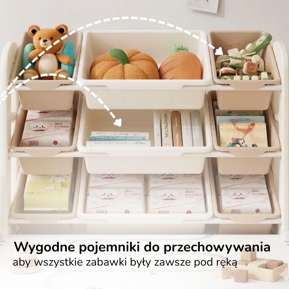 Domek do zabawy dla dzieci Lumpurini Nino Casa – domek ogrodowy z pojemnikami, stolikiem i daszkiem