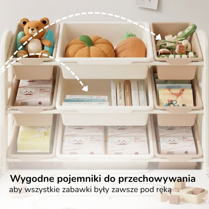Domek do zabawy dla dzieci Lumpurini Nino Casa – domek ogrodowy z pojemnikami, stolikiem i daszkiem