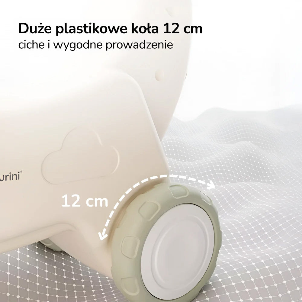 Konik na biegunach 3w1 Lumpurini Stelviono – bujak z kółkami, oparciem, podnóżkami i dźwiękiem