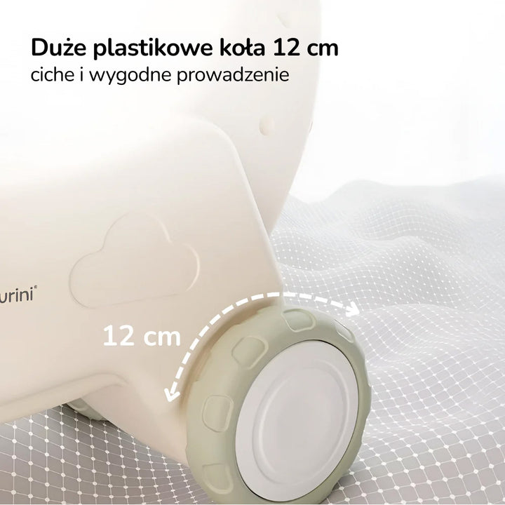 Konik na biegunach 3w1 Lumpurini Stelviono – bujak z kółkami, oparciem, podnóżkami i dźwiękiem