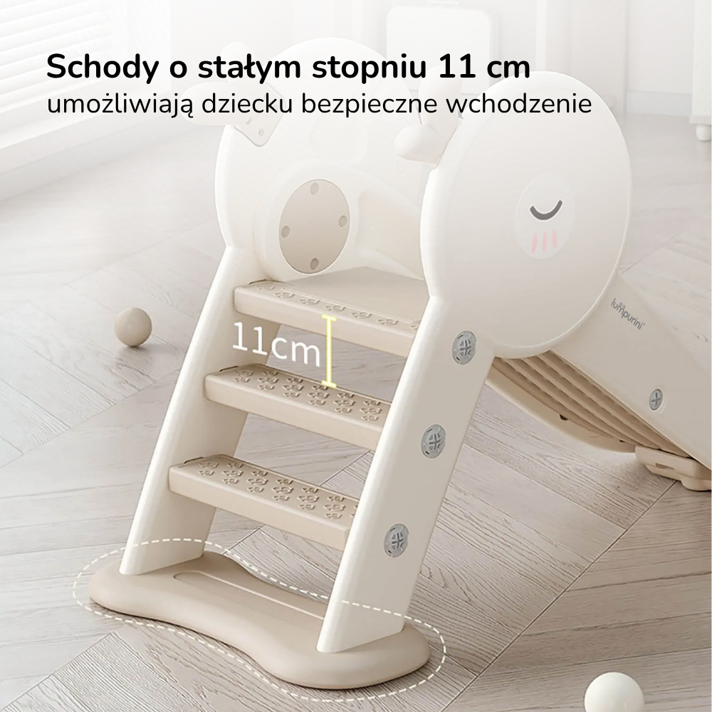 Zjeżdżalnia dla dzieci Lumpurini Pomposa – plastikowa ślizgawka ze schodkami do domu i ogrodu