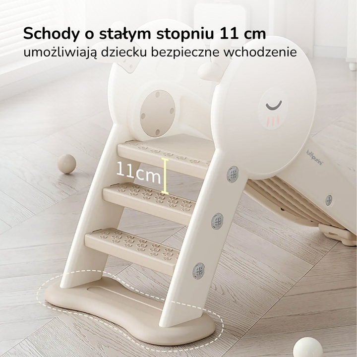 Zjeżdżalnia dla dzieci Lumpurini Pomposa – plastikowa ślizgawka ze schodkami do domu i ogrodu