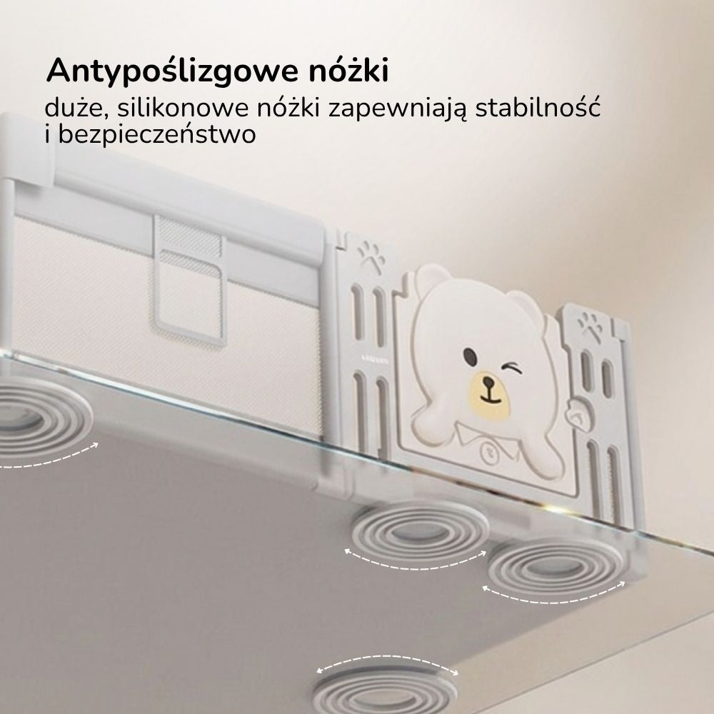 Kojec dla dziecka 120x180 Lumpurini Tindario M – plac zabaw z drzwiczkami i kieszenią na zabawki
