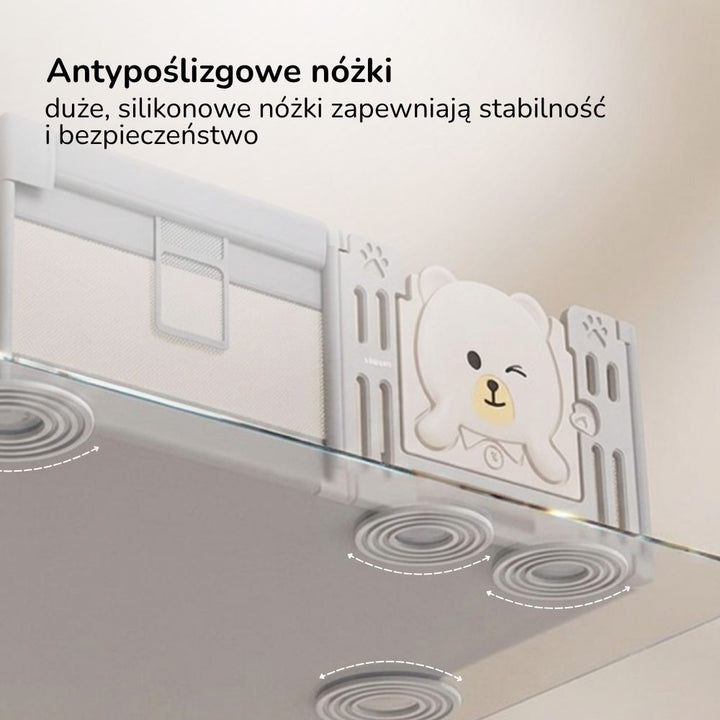 Kojec dla dziecka 120x180 Lumpurini Tindario M – plac zabaw z drzwiczkami i kieszenią na zabawki