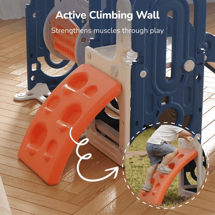 5-IN-1 HOME PLAYGROUND FOR KIDS: SWING, SLIDE, BASKETBALL, CLIMBING