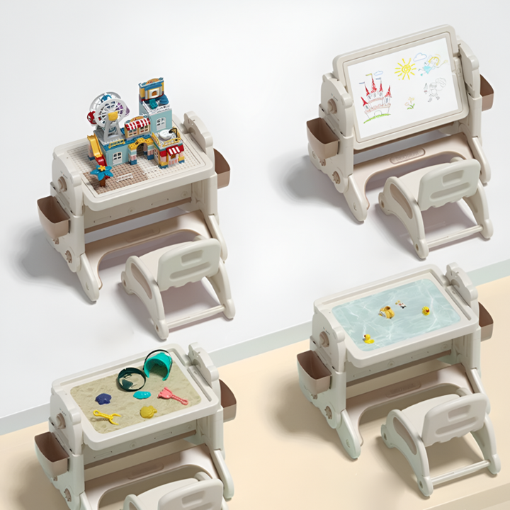 7-IN-1 EDUCATIONAL ACTIVITY TABLE WITH CHAIR – DRAWING BOARD & BUILDING BLOCK DESK