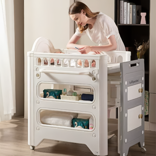 BABY CARE DRESSER - 2-IN-1 CHANGING TABLE WITH STORAGE SYSTEM