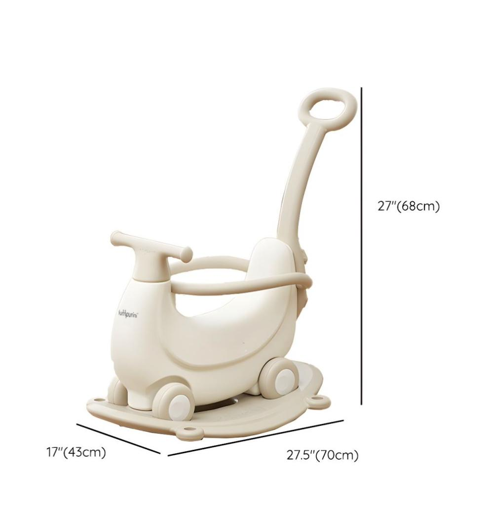 KIDS’ ROCKING HORSE RIDE-ON – ROCKER WITH WHEELS, SAFETY RAILS & PUSH HANDLE