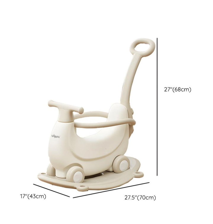 KIDS’ ROCKING HORSE RIDE-ON – ROCKER WITH WHEELS, SAFETY RAILS & PUSH HANDLE