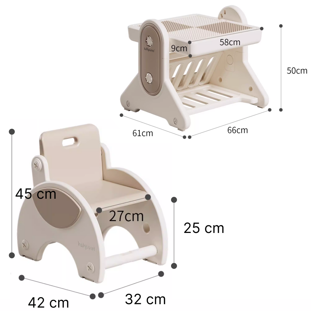 7-IN-1 EDUCATIONAL ACTIVITY TABLE WITH CHAIR – DRAWING BOARD & BUILDING BLOCK BASE