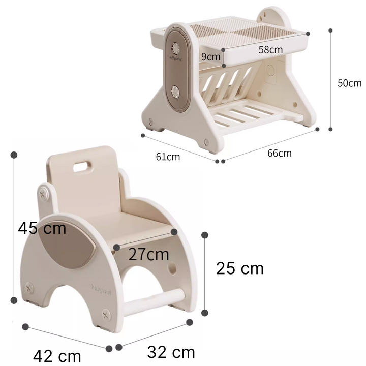 7-IN-1 EDUCATIONAL ACTIVITY TABLE WITH CHAIR – DRAWING BOARD & BUILDING BLOCK BASE