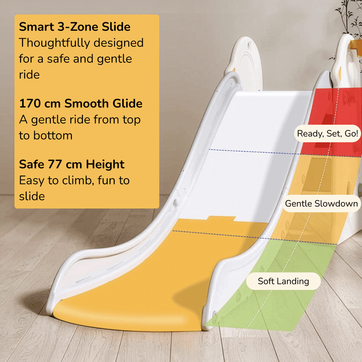 KIDS' SLIDE WITH BASKETBALL HOOP: STURDY, LONG, FOLDABLE PLAY SET