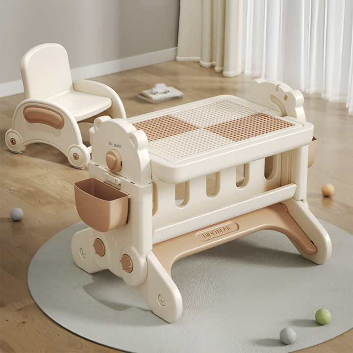 7-IN-1 EDUCATIONAL ACTIVITY TABLE WITH CHAIR – DRAWING BOARD & BUILDING BLOCK DESK
