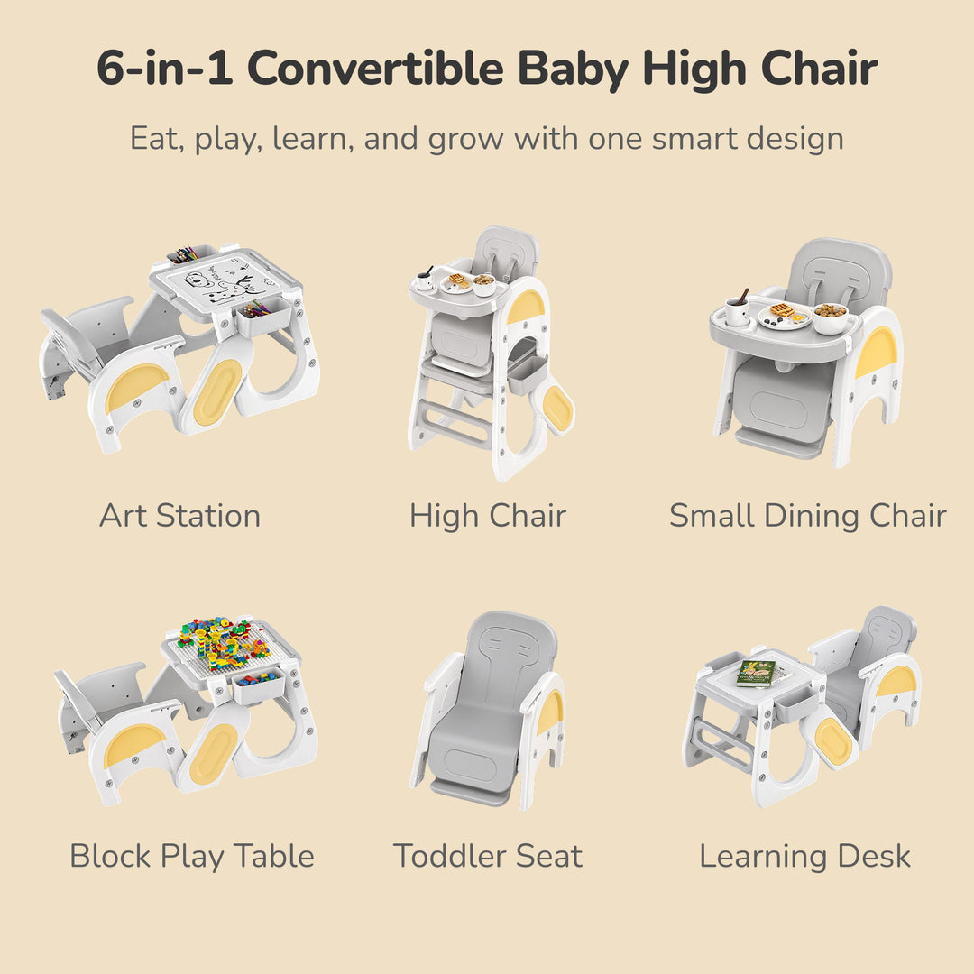 5-IN-1 CONVERTIBLE BABY HIGH CHAIR & ACTIVITY CENTER: FEEDING, LEARNING, AND CREATIVE PLAY