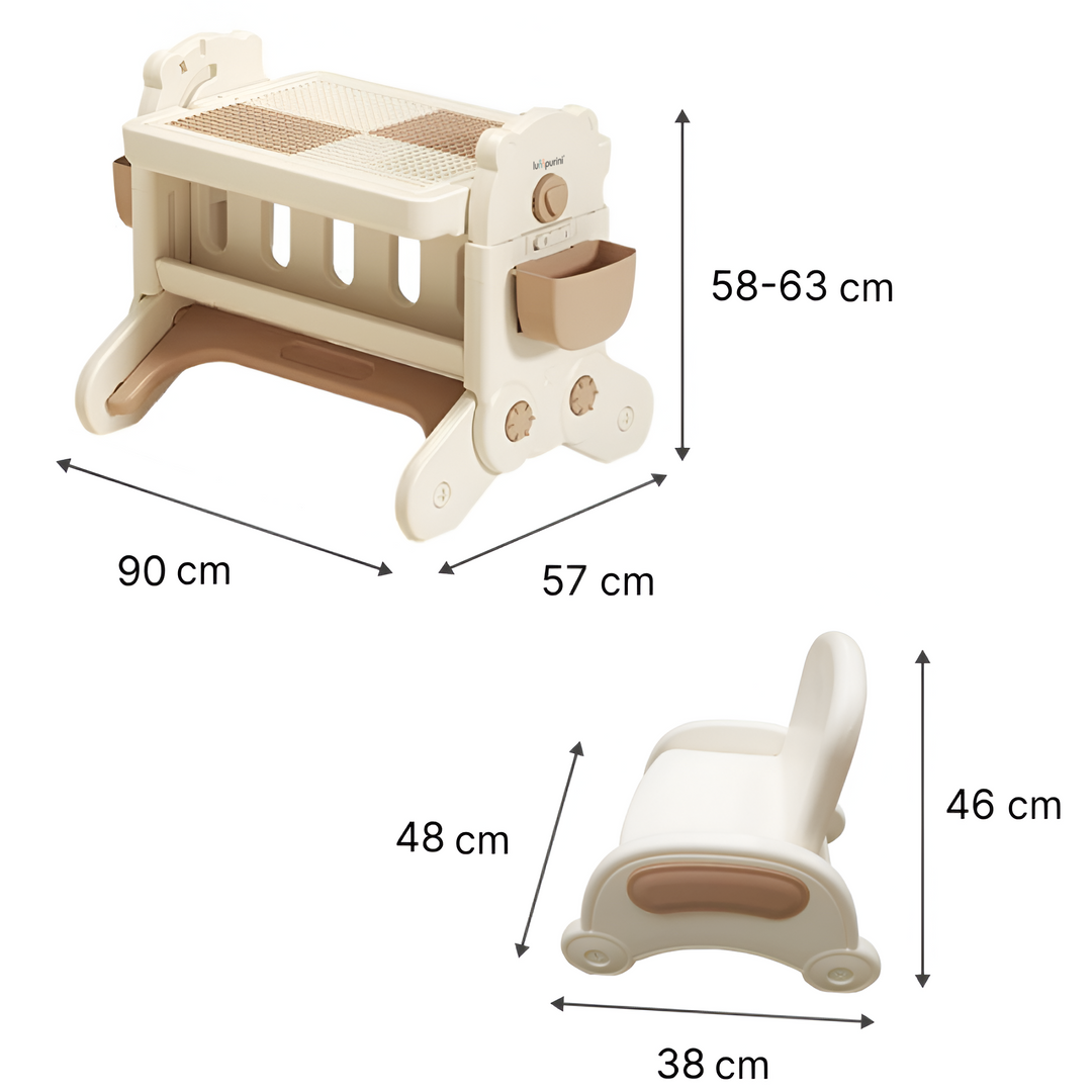 7-IN-1 EDUCATIONAL ACTIVITY TABLE WITH CHAIR – DRAWING BOARD & BUILDING BLOCK DESK