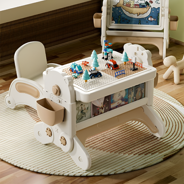 7-IN-1 EDUCATIONAL ACTIVITY TABLE WITH CHAIR – DRAWING BOARD & BUILDING BLOCK DESK