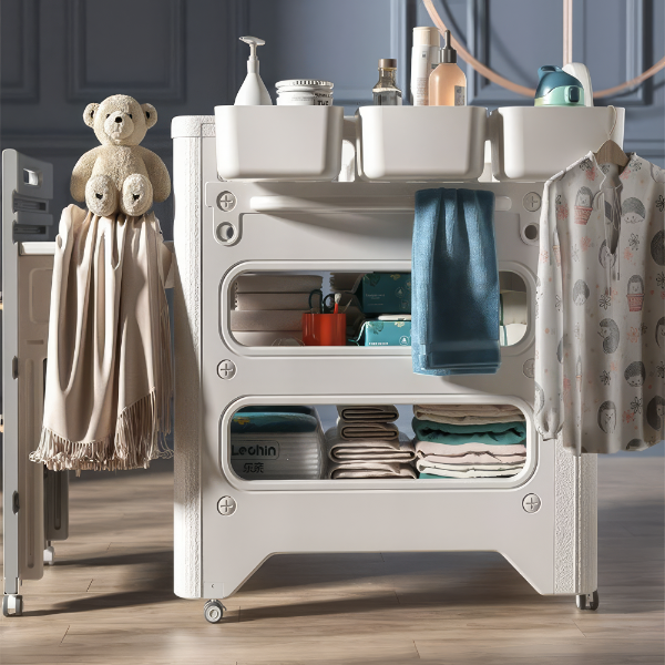 BABY CARE DRESSER - 2-IN-1 CHANGING TABLE WITH STORAGE SYSTEM