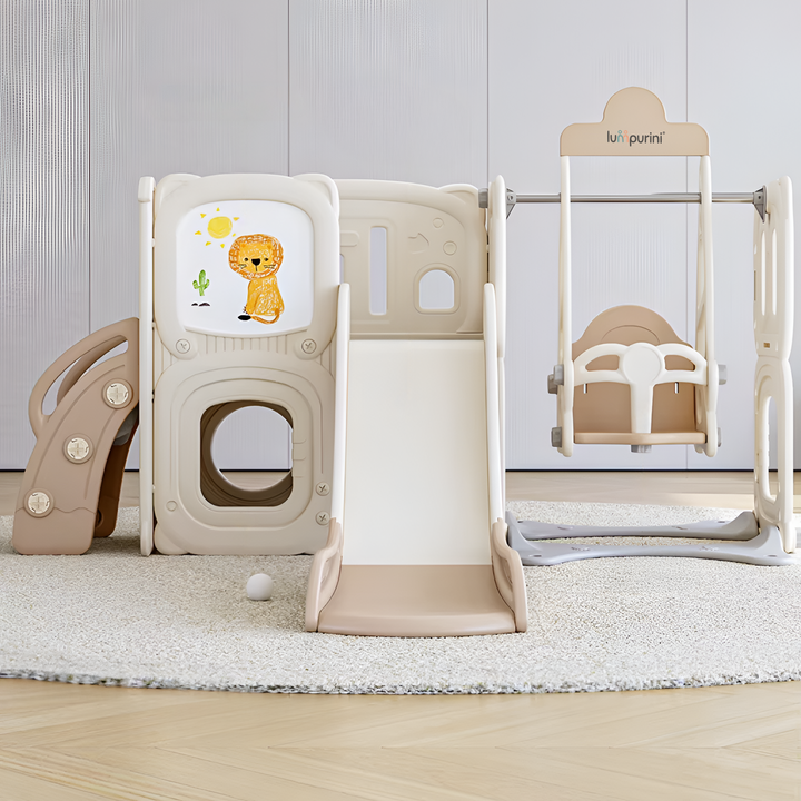 4-IN-1 INDOOR & GARDEN KIDS' PLAYGROUND: SWING, SLIDE, TUNNEL, PLAYHOUSE