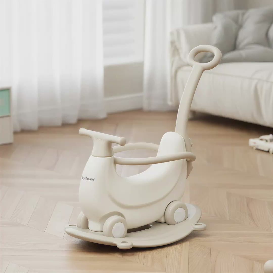 KIDS’ ROCKING HORSE RIDE-ON – ROCKER WITH WHEELS, SAFETY RAILS & PUSH HANDLE