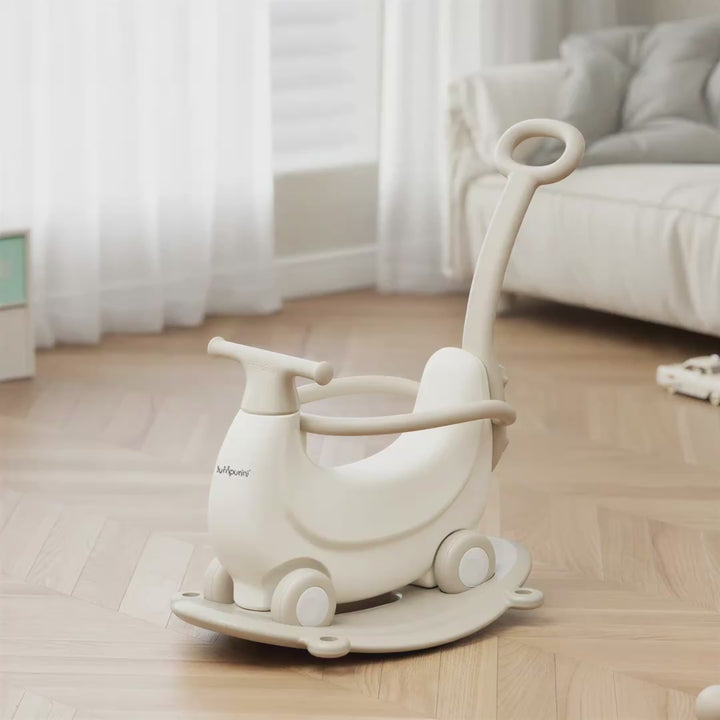 KIDS’ ROCKING HORSE RIDE-ON – ROCKER WITH WHEELS, SAFETY RAILS & PUSH HANDLE